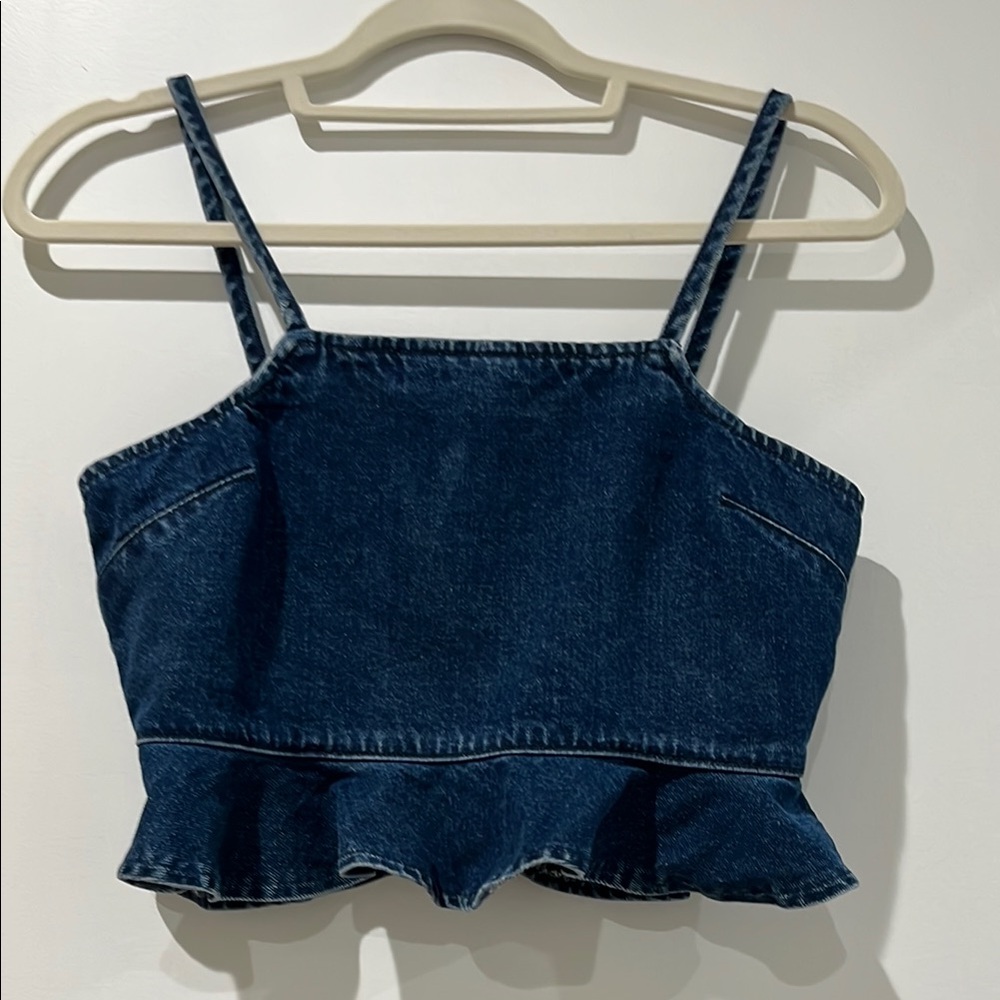 Urban Outfitters Dark Blue Denim Cropped Top